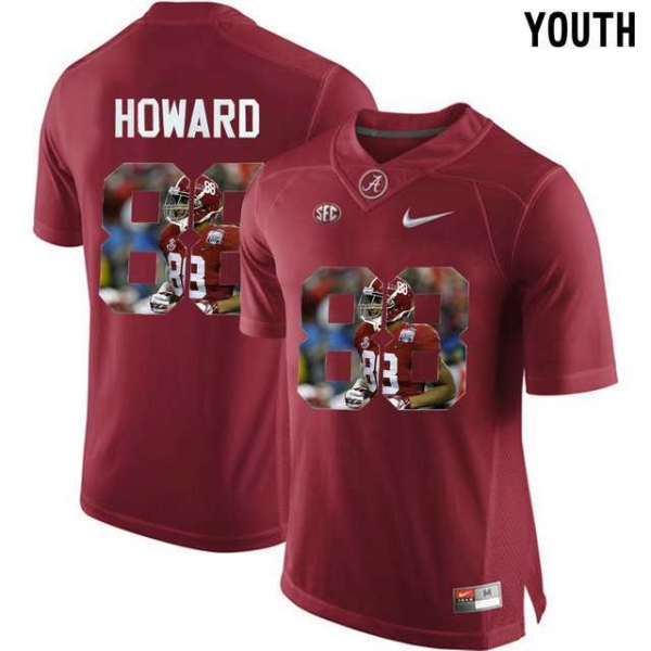 Youth Alabama Crimson Tide #88 O.J. Howard Red With Portrait Print Youth College Football Jersey