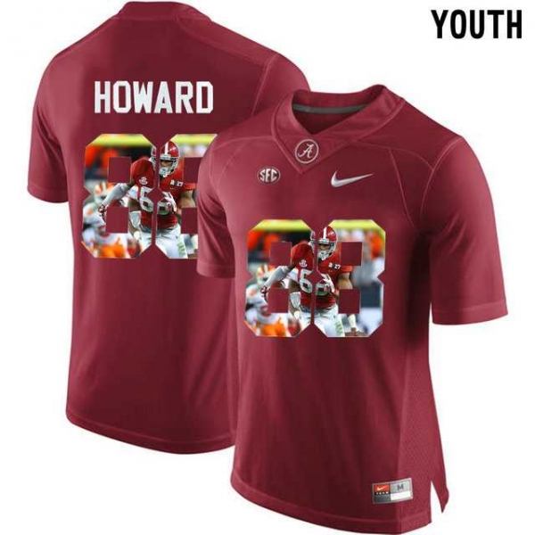 Youth Alabama Crimson Tide #88 O.J. Howard Red With Portrait Print Youth College Football Jersey3