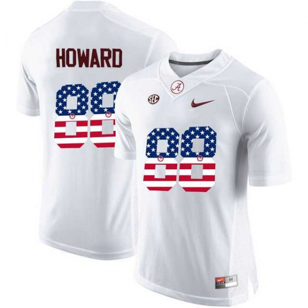 Alabama Crimson Tide #88 O.J Howard White USA Flag College Limited Jersey