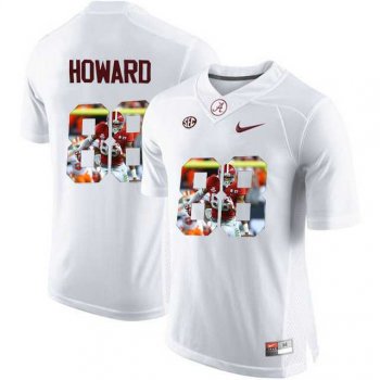 Alabama Crimson Tide #88 O.J. Howard White With Portrait Print College Football Jersey