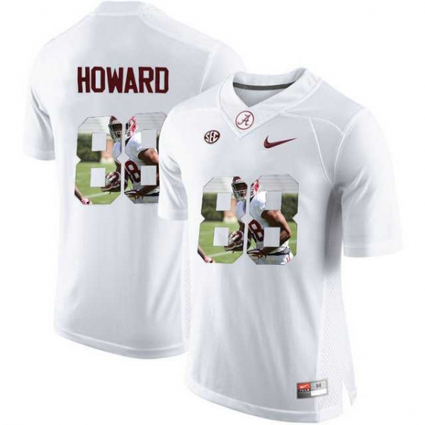 Alabama Crimson Tide #88 O.J. Howard White With Portrait Print College Football Jersey2