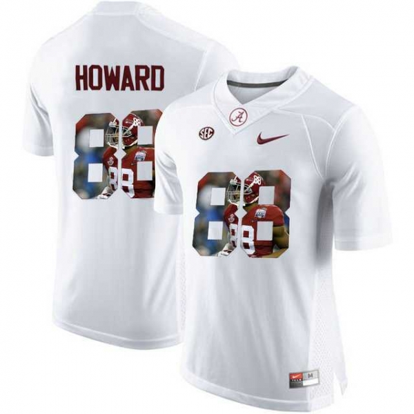 Alabama Crimson Tide #88 O.J. Howard White With Portrait Print College Football Jersey4