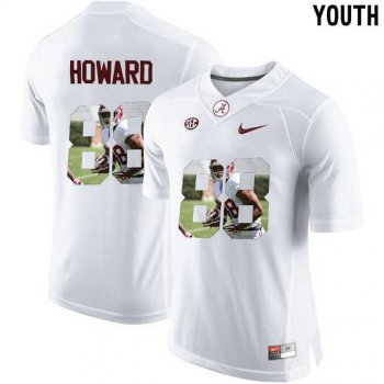 Youth Alabama Crimson Tide #88 O.J. Howard White With Portrait Print Youth College Football Jersey3