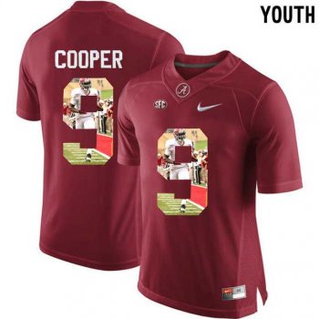 Youth Alabama Crimson Tide #9 Amari Cooper Red With Portrait Print College Youth Football Jersey2