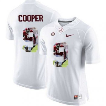 Alabama Crimson Tide #9 Amari Cooper White With Portrait Print College Football Jersey2