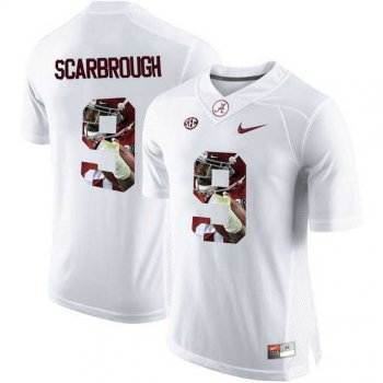 Alabama Crimson Tide #9 Bo Scarbrough White Portrait Print College Football Jersey