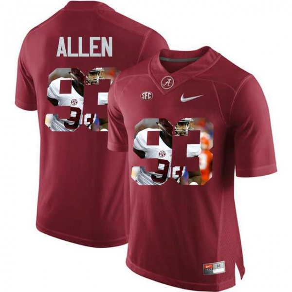 Alabama Crimson Tide #93 Jonathan Allen Red With Portrait Print College Football Jersey