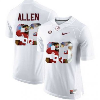 Alabama Crimson Tide #93 Jonathan Allen White With Portrait Print College Football Jersey