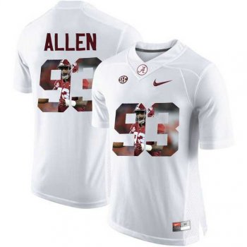 Alabama Crimson Tide #93 Jonathan Allen White With Portrait Print College Football Jersey2