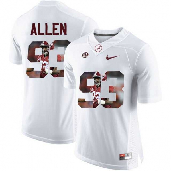 Alabama Crimson Tide #93 Jonathan Allen White With Portrait Print College Football Jersey2