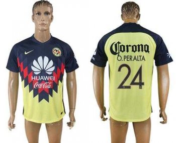 America #24 O.Peralta Home Soccer Club Jersey