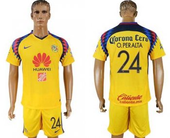 America #24 O.Peralta Sec Away Soccer Club Jersey