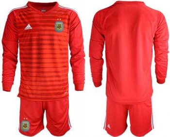 Argentina Blank Red Long Sleeves Goalkeeper Soccer Country Jersey