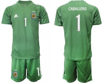 Argentina #1 Caballero Army Green Goalkeeper Soccer Country Jersey