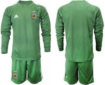 Argentina Blank Army Green Long Sleeves Goalkeeper Soccer Country Jersey