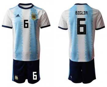 Argentina #6 Biglia Home Soccer Country Jersey