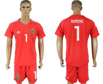 Argentina #1 ROMERO Red Goalkeeper 2018 FIFA World Cup Soccer Jersey