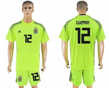 Argentina #12 GUZMAN Fluorescent Green Goalkeeper 2018 FIFA World Cup Soccer Jersey