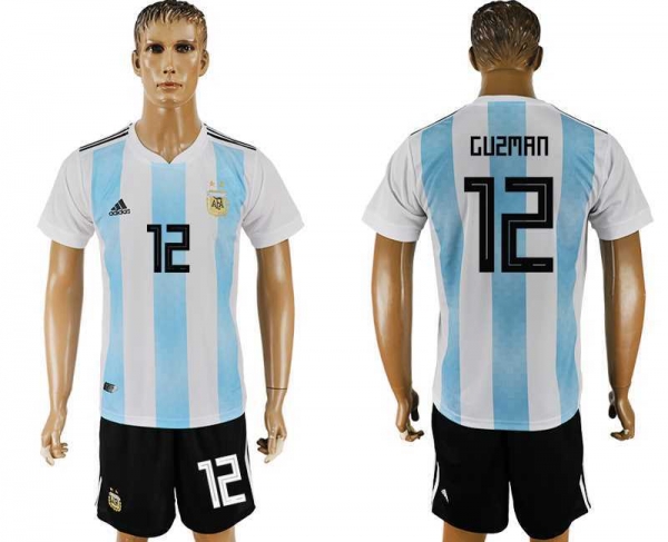 Argentina #12 GUZMAN Home 2018 FIFA World Cup Soccer Jersey