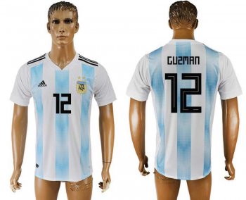 Argentina 12 GUZMAN Home 2018 FIFA World Cup Thailand Soccer Jersey