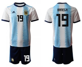 Argentina #19 Banega Home Soccer Country Jersey