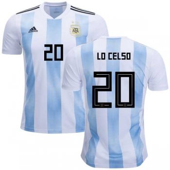 Argentina #20 Lo Celso Home Kid Soccer Country Jersey