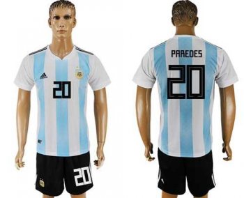 Argentina #20 Paredes Home Soccer Country Jersey