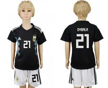 Argentina #21 Dybala Away Kid Soccer Country Jersey