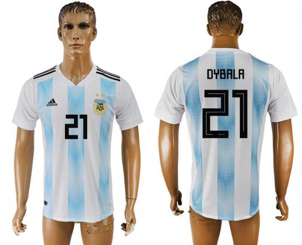 Argentina 21 DYBALA Home 2018 FIFA World Cup Thailand Soccer Jersey