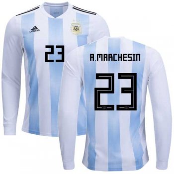 Argentina #23 A.Marchesin Home Long Sleeves Kid Soccer Country Jersey