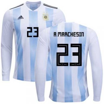 Argentina #23 A.Marchesin Home Long Sleeves Soccer Country Jersey