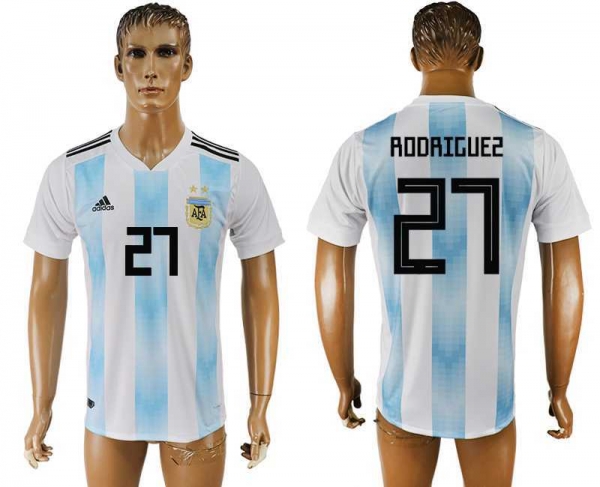 Argentina 27 RODRIGUEZ Home 2018 FIFA World Cup Thailand Soccer Jersey