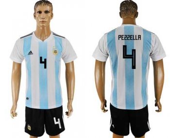 Argentina #4 Pezzella Home Soccer Country Jersey