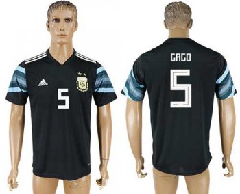 Argentina #5 Gago Away Soccer Country Jersey