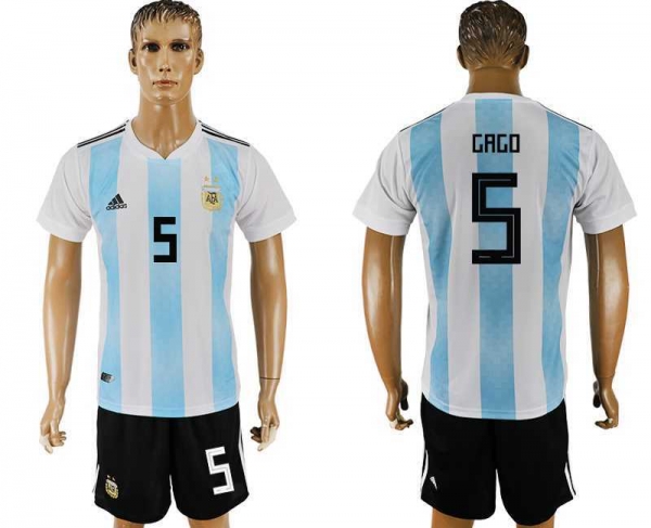 Argentina #5 GAGO Home 2018 FIFA World Cup Soccer Jersey