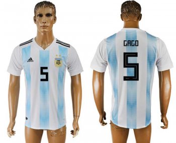 Argentina 5 GAGO Home 2018 FIFA World Cup Thailand Soccer Jersey