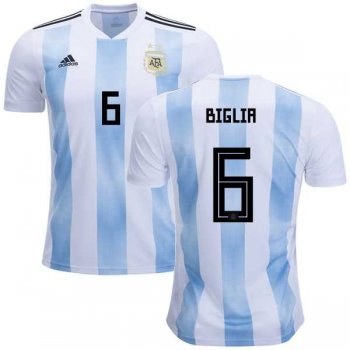 Argentina #6 Biglia Home Kid Soccer Country Jersey