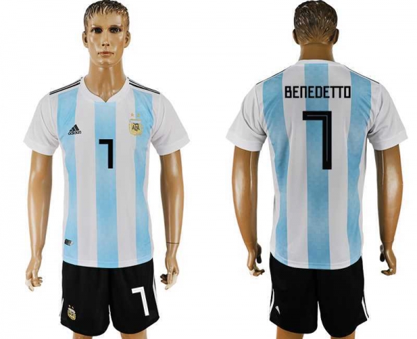 Argentina #7 BENEDETTO Home 2018 FIFA World Cup Soccer Jersey