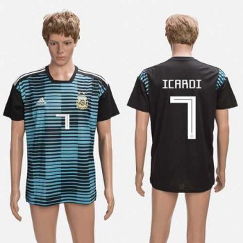 Argentina #7 Icardi Black Training Soccer Country Jersey