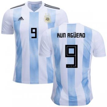 Argentina #9 Kun Aguero Home Kid Soccer Country Jersey