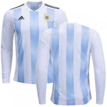 Argentina Blank Home Long Sleeves Kid Soccer Country Jersey