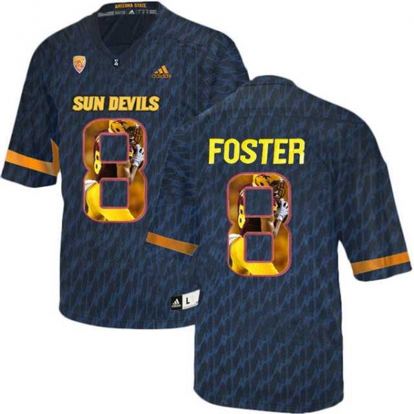 Arizona State Sun Devils #8 D.J. Foster Black Team Logo Print College Football Jersey7