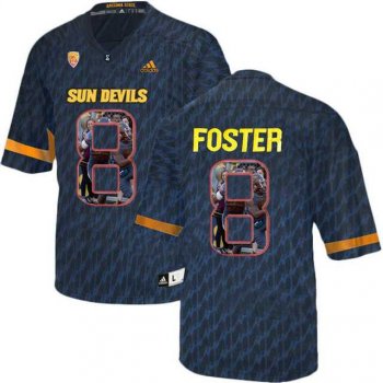 Arizona State Sun Devils #8 D.J. Foster Black Team Logo Print College Football Jersey9