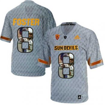 Arizona State Sun Devils #8 D.J. Foster Gray Team Logo Print College Football Jersey6