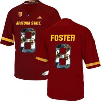 Arizona State Sun Devils #8 D.J. Foster Red Team Logo Print College Football Jersey2