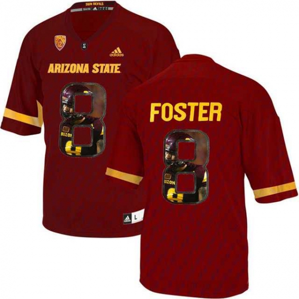 Arizona State Sun Devils #8 D.J. Foster Red Team Logo Print College Football Jersey6