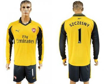 Arsenal #1 Szczesny Away Long Sleeves Soccer Club Jersey