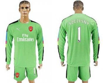 Arsenal #1 Szczesny Green Goalkeeper Long Sleeves Soccer Club Jersey