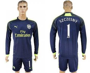 Arsenal #1 Szczesny Sec Away Long Sleeves Soccer Club Jersey