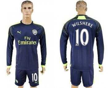 Arsenal #10 Wilshere Sec Away Long Sleeves Soccer Club Jersey